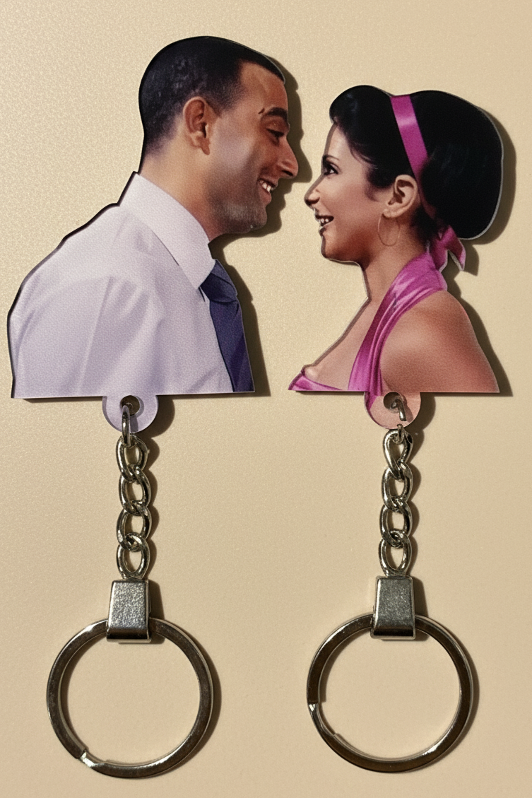 Keychain with beige background